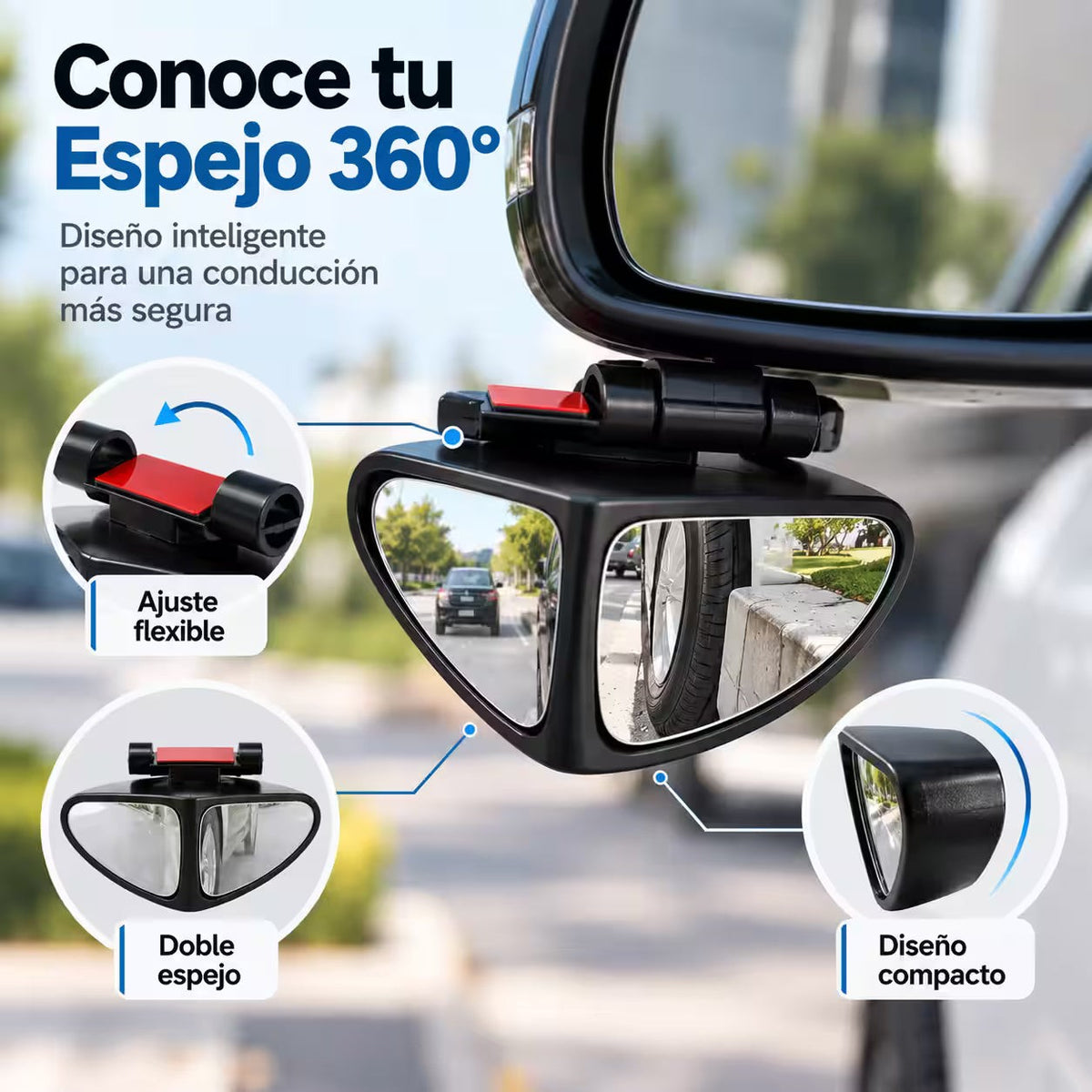 ClearDrive 360° 🚗 Espejo de Punto Ciego Giratorio — Oferta 2x1 (par completo) — 4