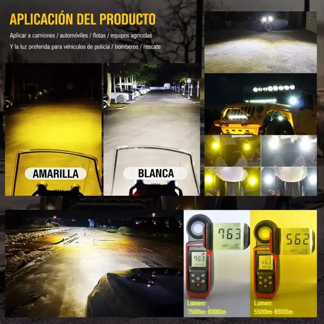 Exploradora Antiniebla LED 🚗 Luz Blanca + Ámbar, 40W y 4500 lm · IP67 — 5