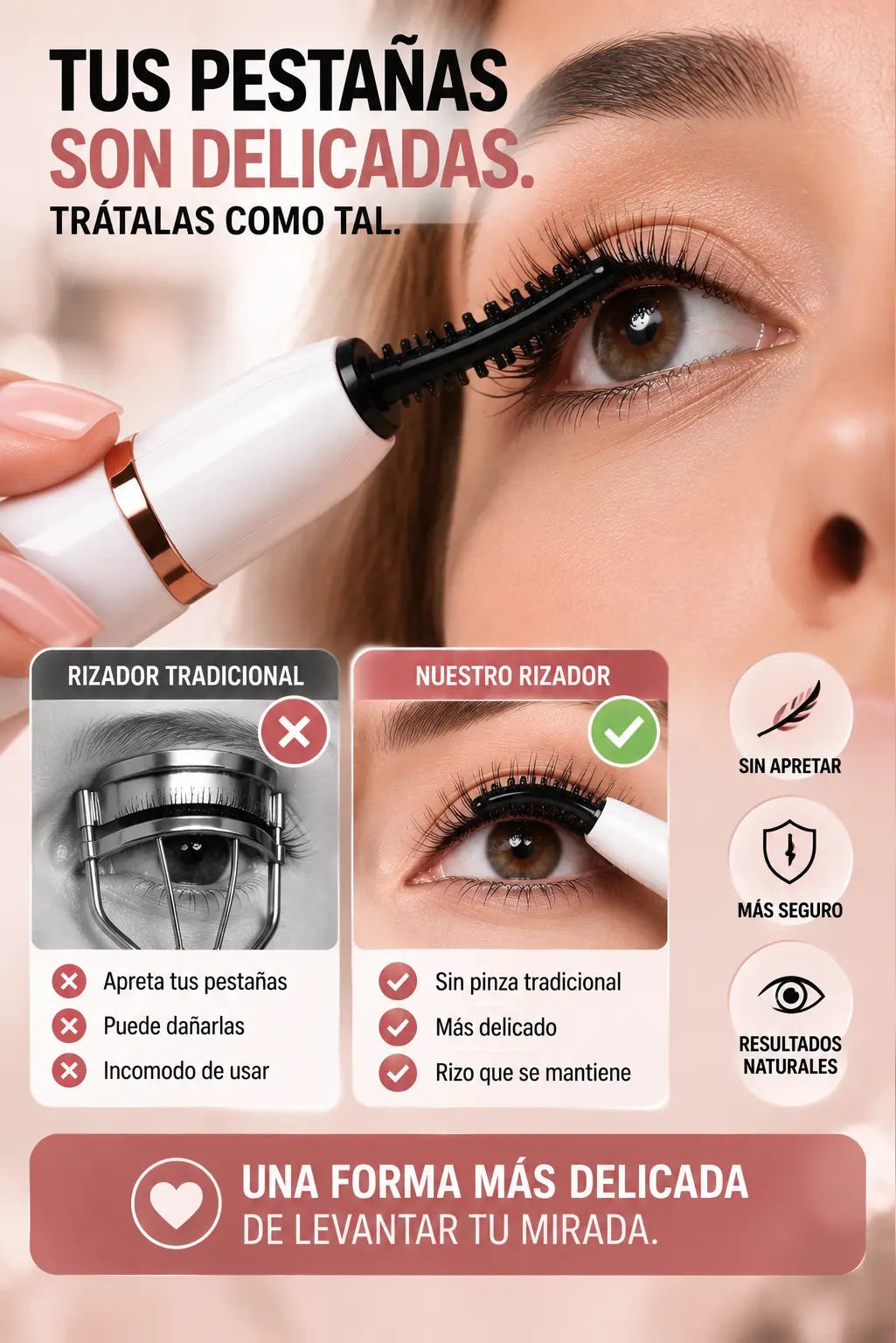 Encrespador Eléctrico de Pestañas 👁️ Rizador con Calor, Pantalla Digital y Carga USB — 5