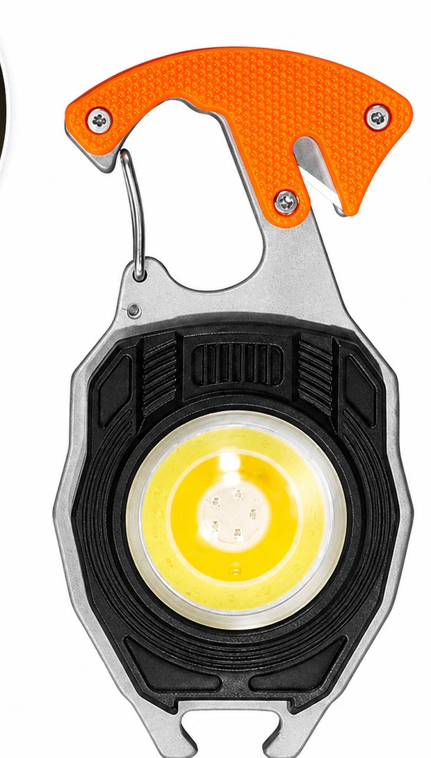 Linterna Llavero Multiherramienta 5 en 1 — COB + Encendedor Eléctrico 🔦