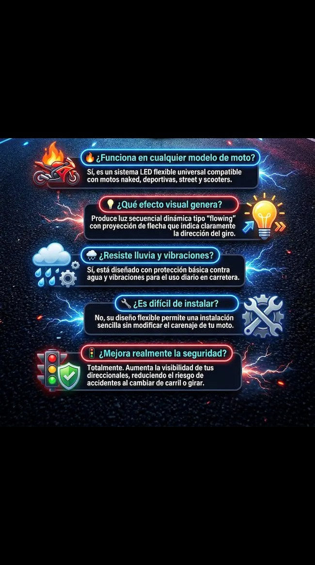 Direccionales LED Secuenciales para Moto — Efecto Flowing (Par)