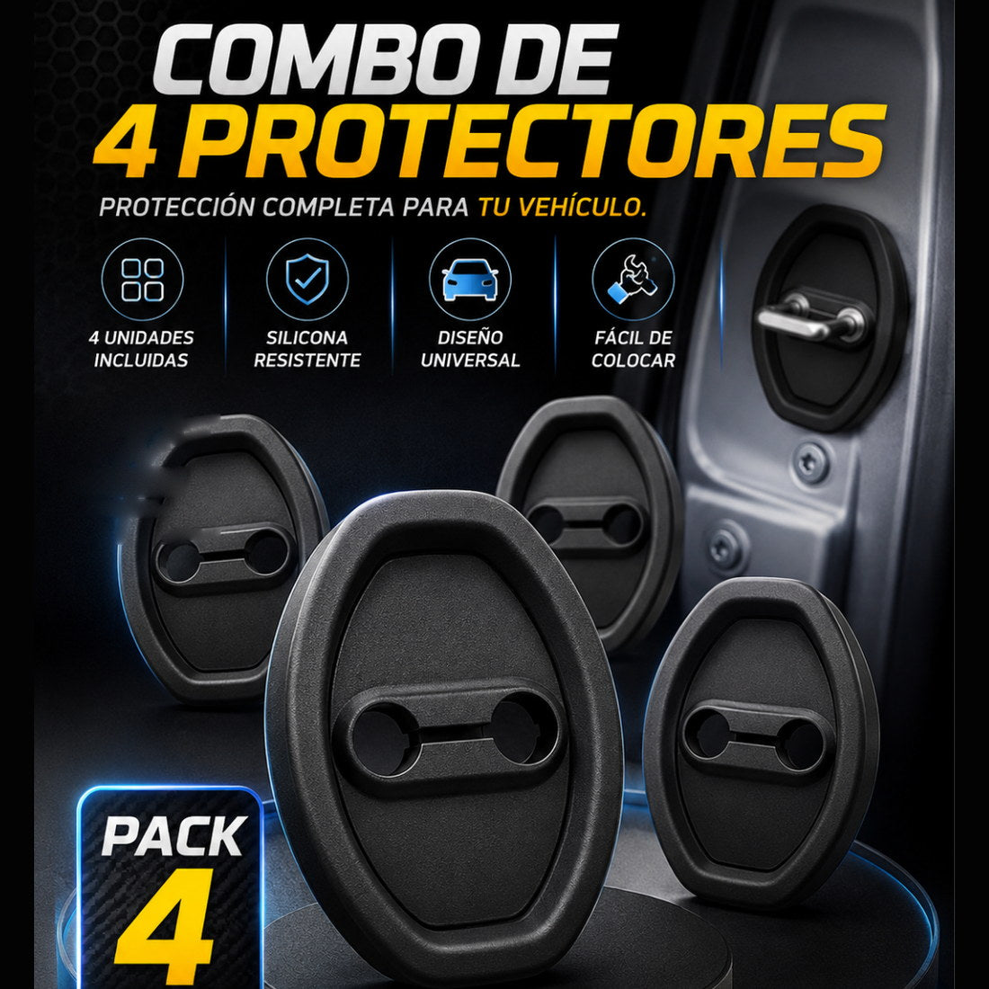 LockGuard™ — Combo de 4 Protectores de Cerradura para Puertas de Auto