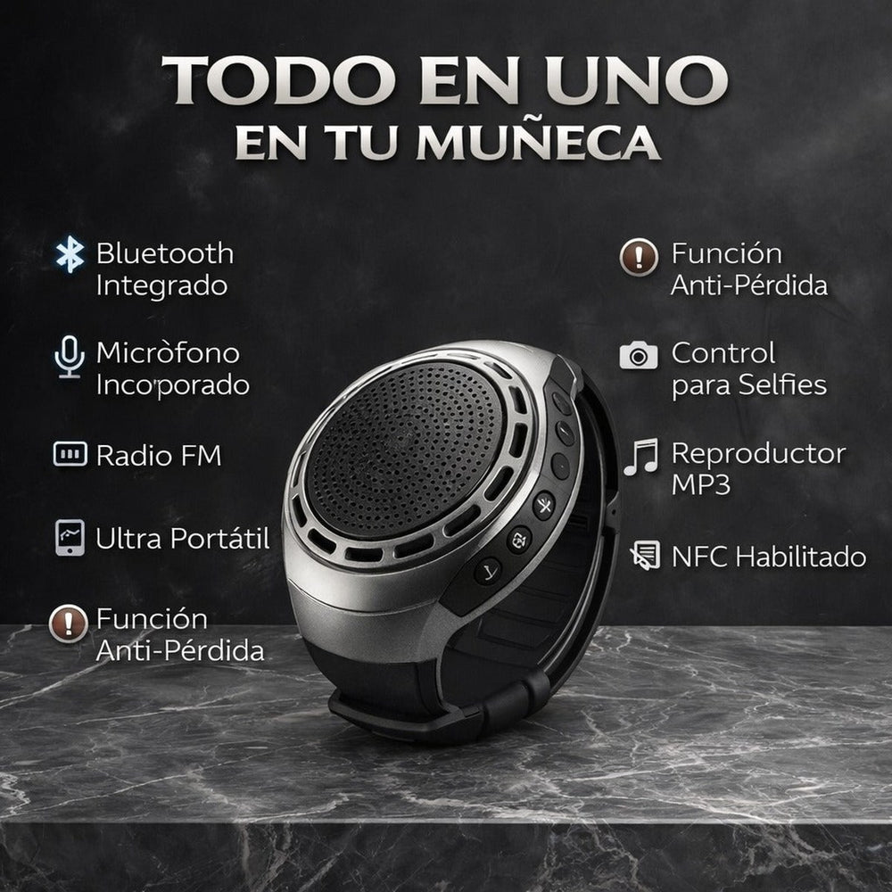 Parlante Portátil de Muñeca — Bluetooth, Radio FM y MP3