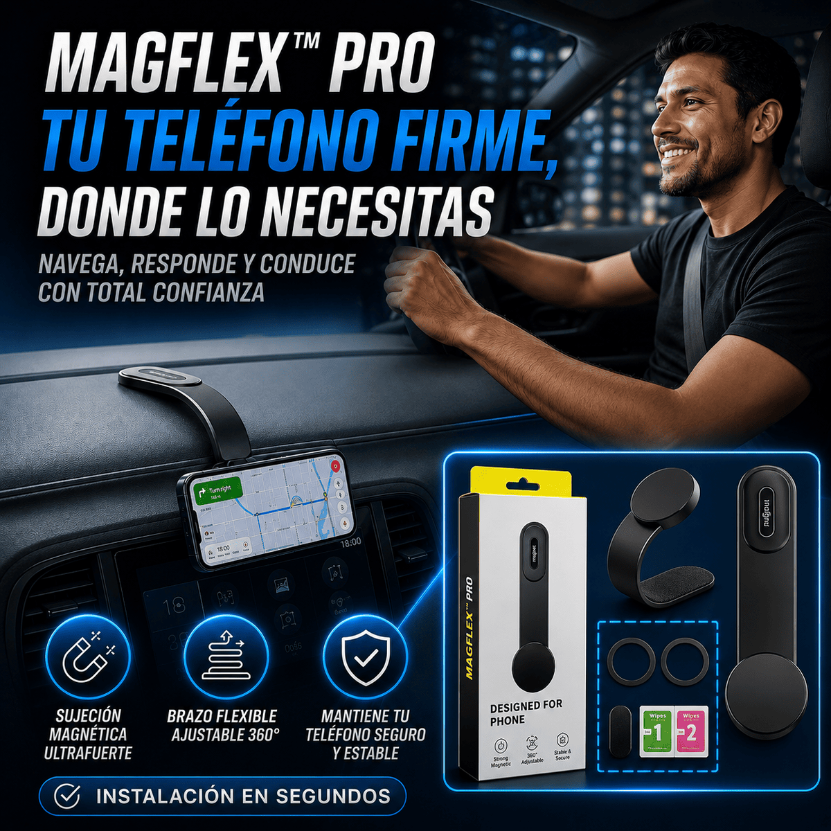 Soporte Magnético para Auto MagFlex Pro — Tu Teléfono Firme, Donde lo Necesitás