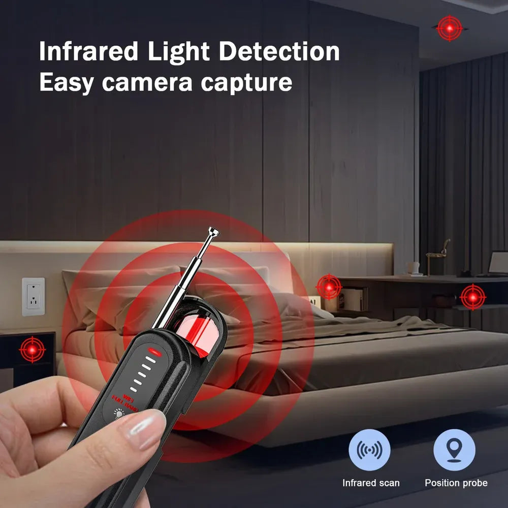 Detector de Cámaras, Micrófonos y GPS Ocultos — Revisá Cualquier Cuarto en Minutos