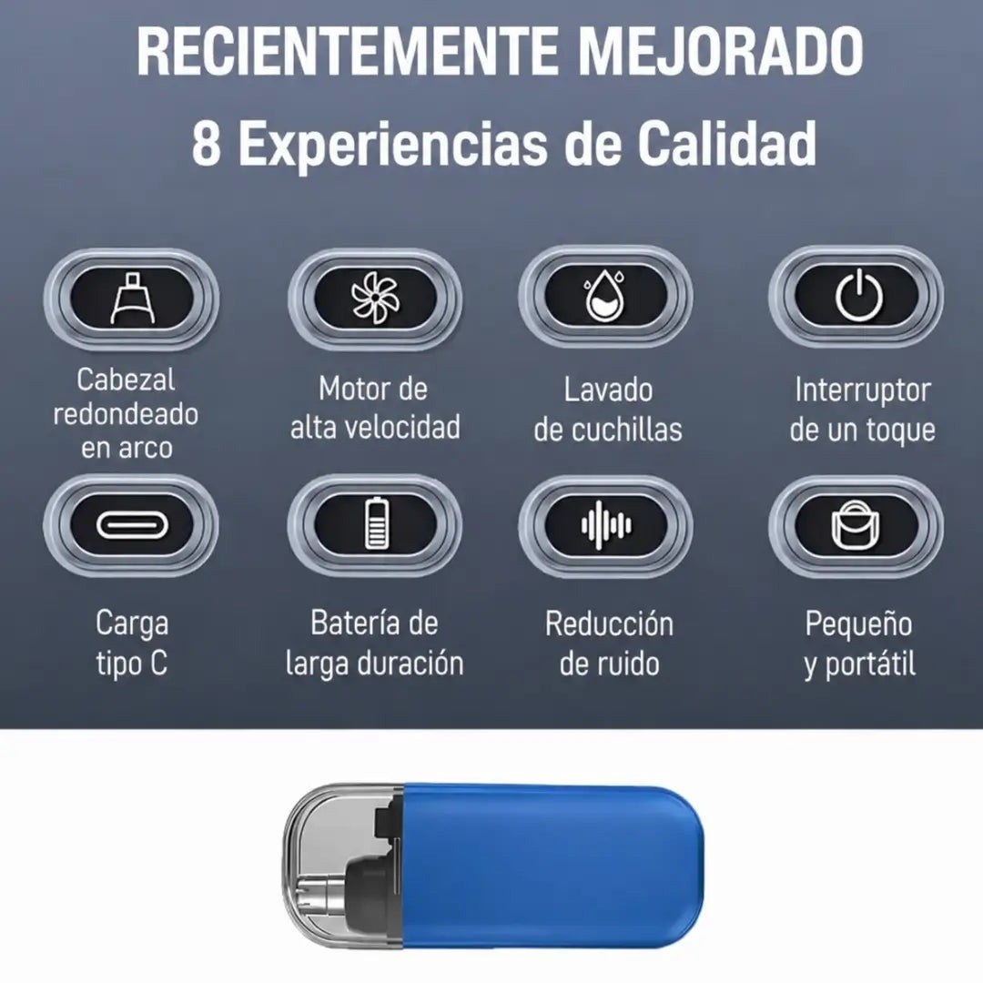 Recortador de Vello Nasal y de Oídos — Cabezal 360° Lavable ✂️ — 2