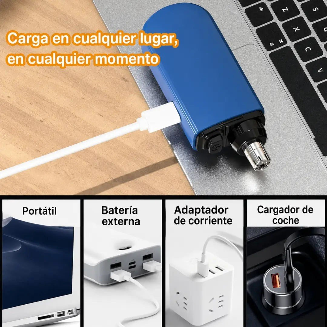 Recortador de Vello Nasal y de Oídos — Cabezal 360° Lavable ✂️ — 4