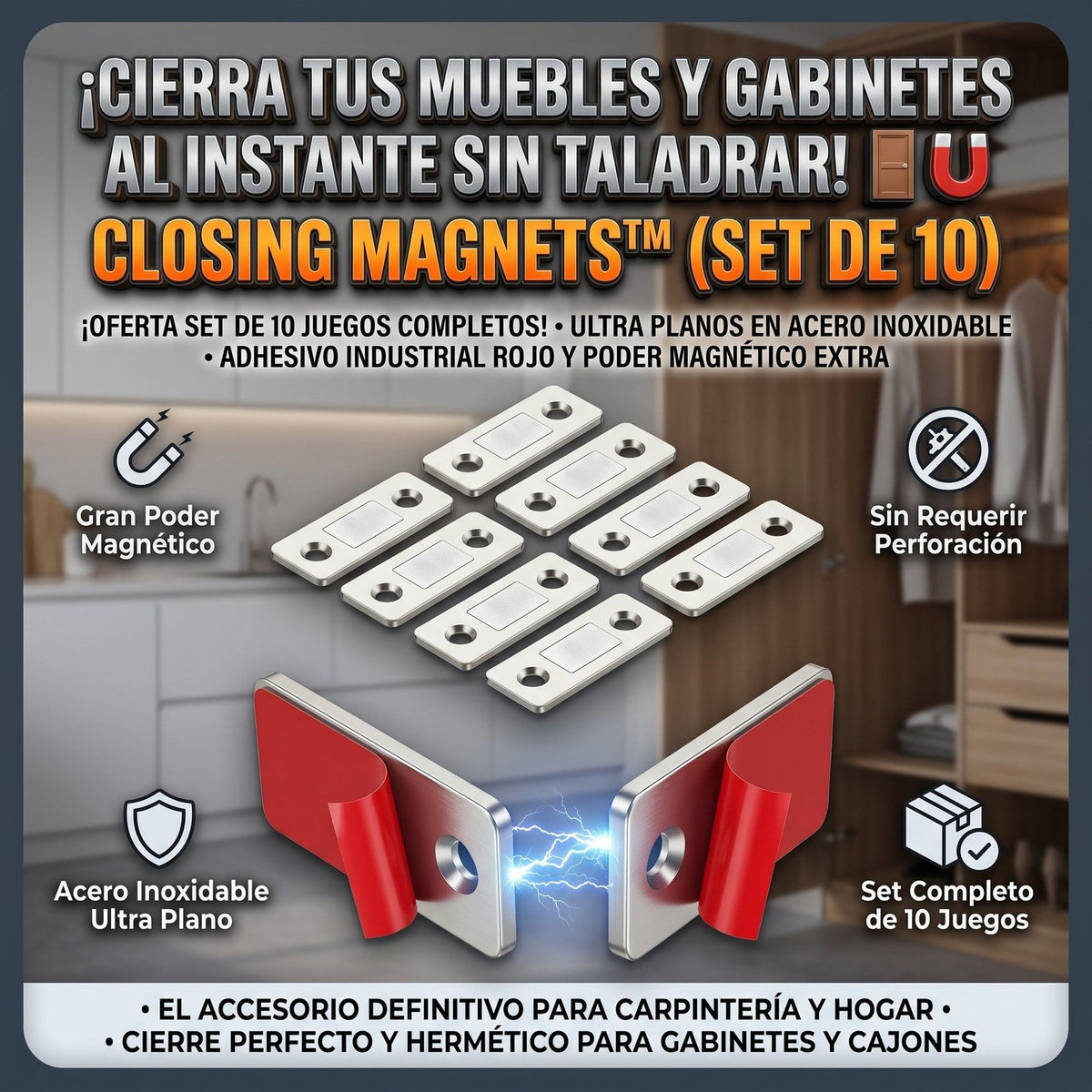 Closing Magnets — Cierre Magnético para Puertas y Cajones (Set de 10) 🧲 — 1