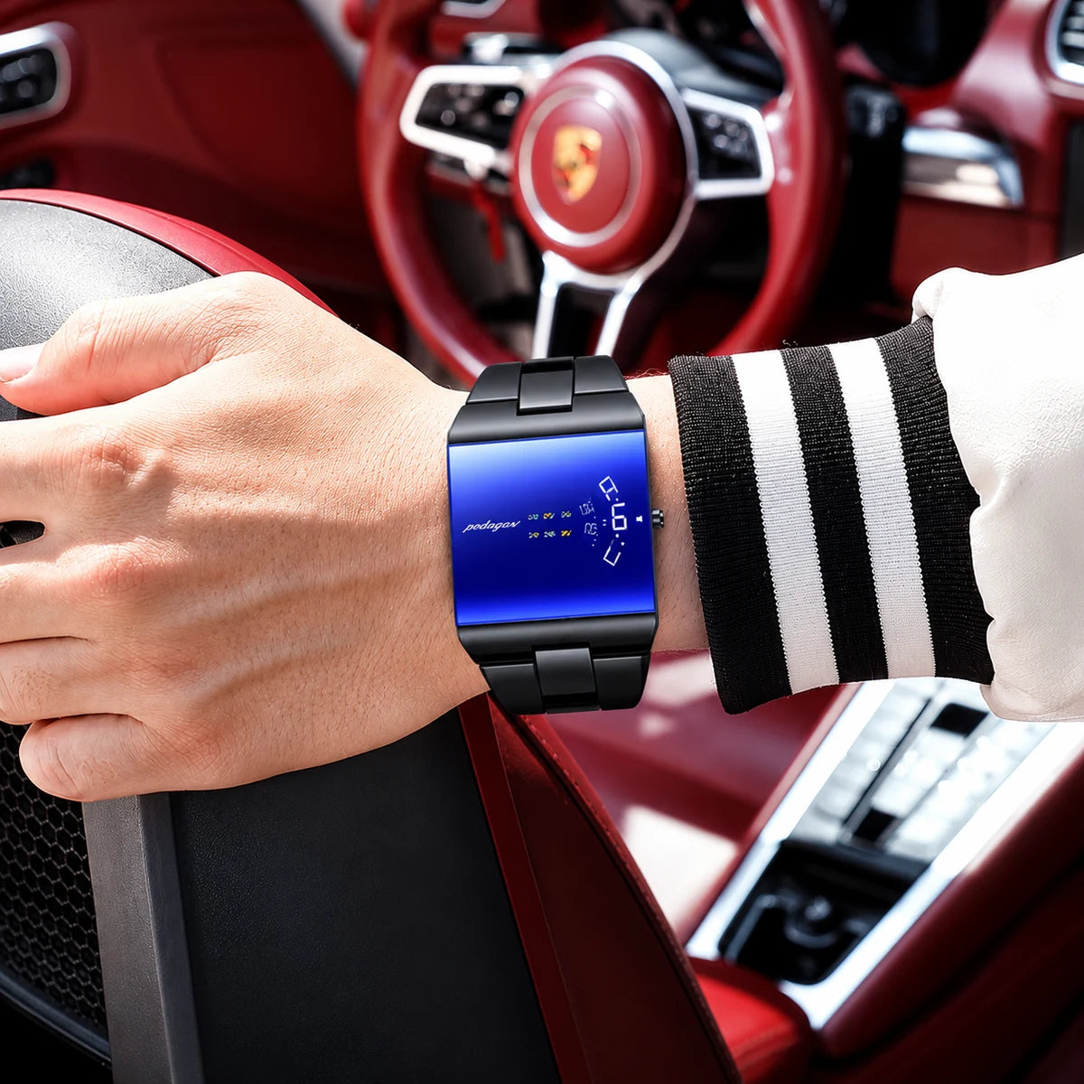 Reloj Futuro Elite — LED Azul, Tecnología y Elegancia