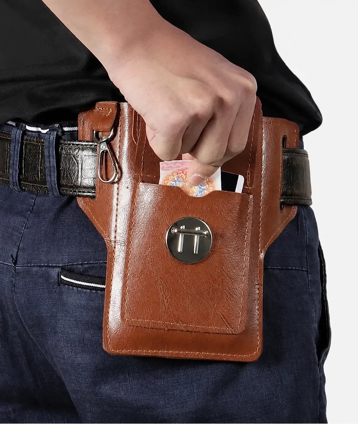 Bolsa de Cinturón de Cuero — Cangurera para Celular y Llaves