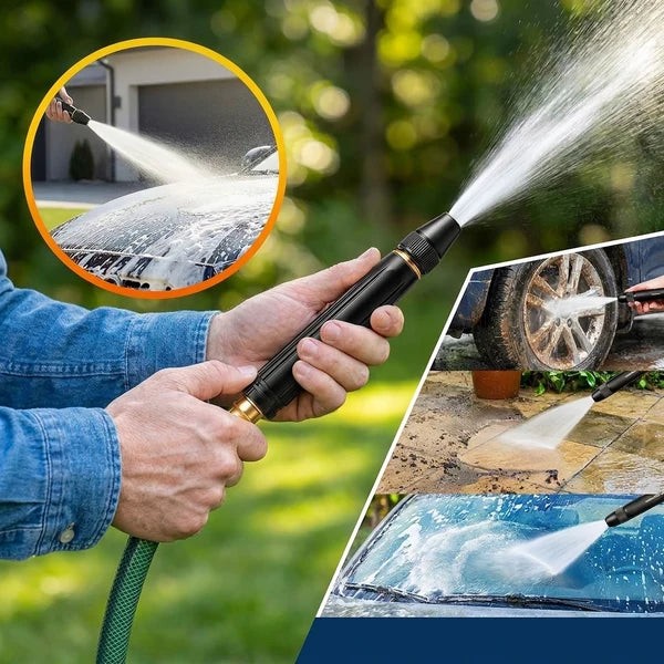 Pistola de Agua a Presión para Manguera 🚿 Chorro Regulable, Metal y Latón
