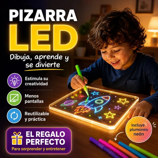 Pizarra Mágica LED para Dibujar ✏️ Incluye 6 Plumones Neón