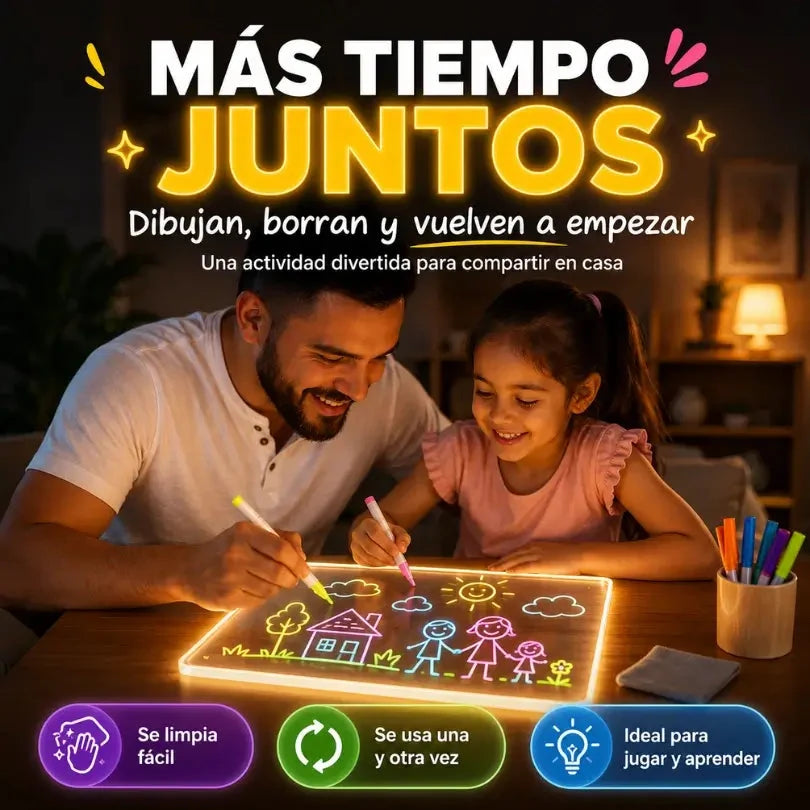 Pizarra Mágica LED para Dibujar ✏️ Incluye 6 Plumones Neón