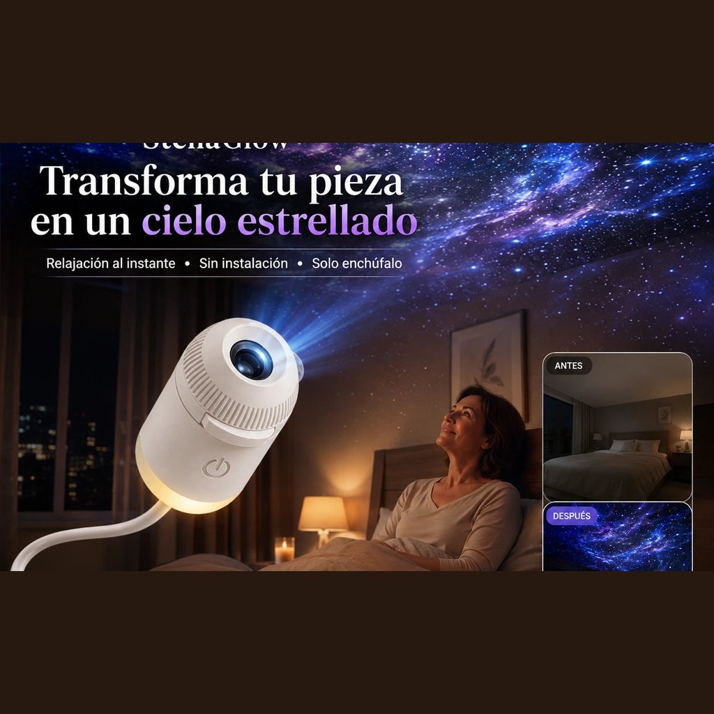 Proyector de Estrellas USB 2 en 1 — Giro 360° y Brillo Regulable 🌌