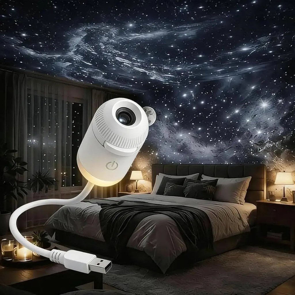 Proyector de Estrellas USB 2 en 1 — Giro 360° y Brillo Regulable 🌌