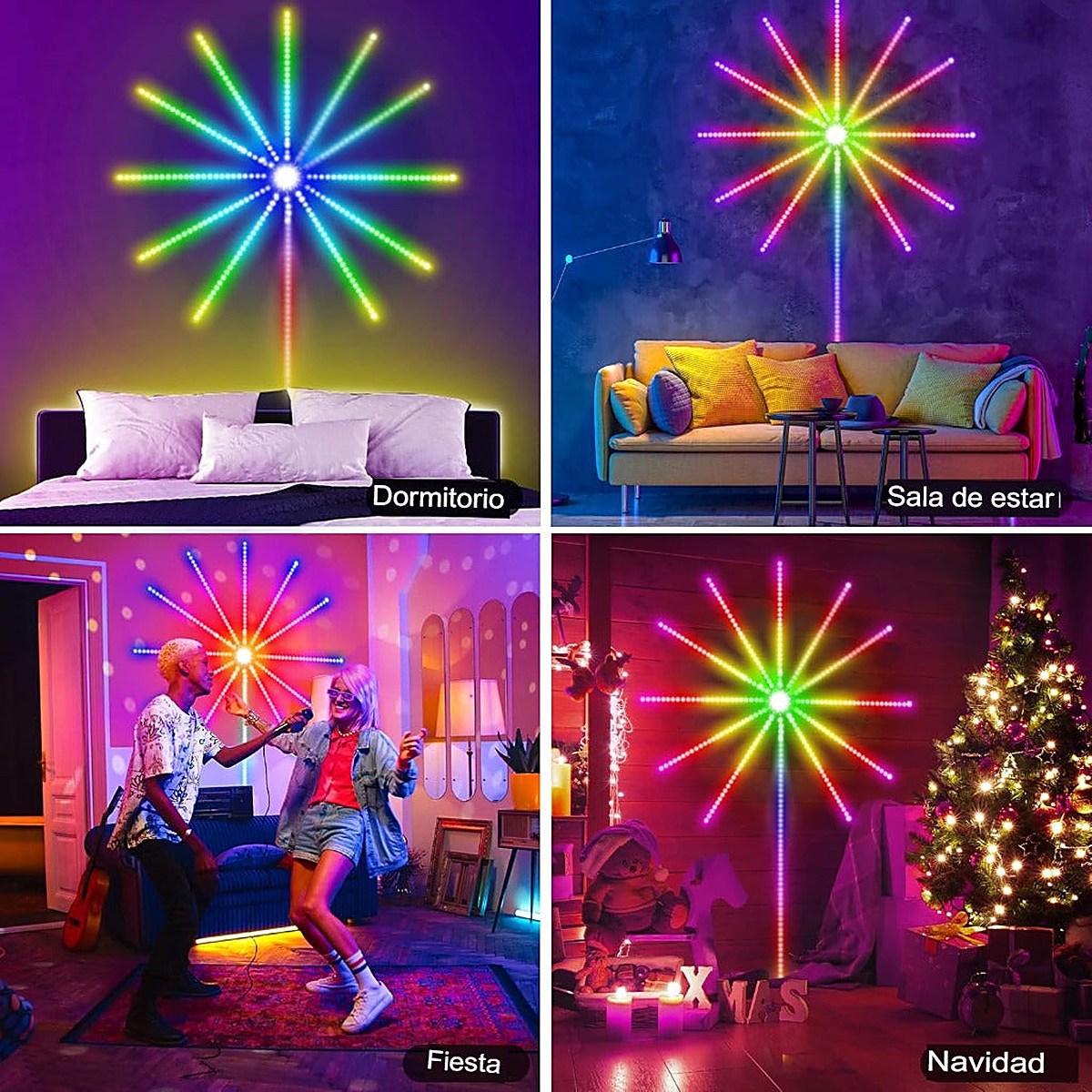 PiroLux Smart — Luces LED Efecto Fuegos Artificiales con Sensor de Sonido