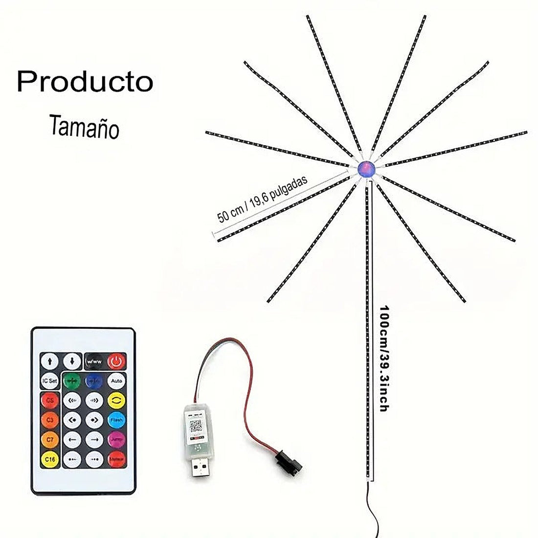 PiroLux Smart — Luces LED Efecto Fuegos Artificiales con Sensor de Sonido