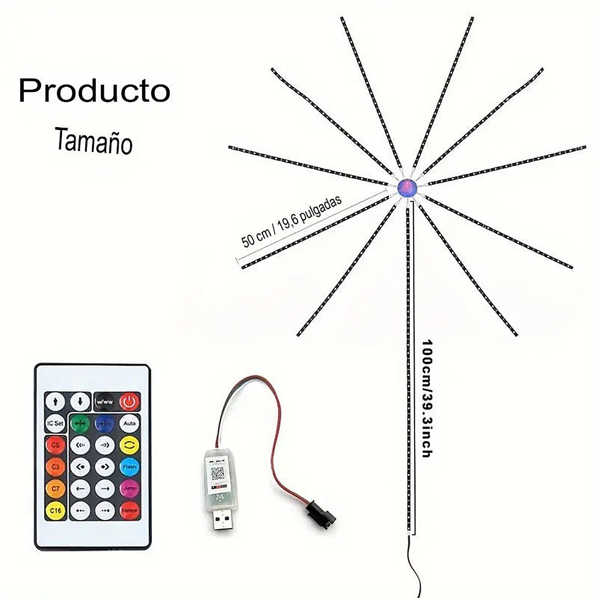 PiroLux Smart — Luces LED Efecto Fuegos Artificiales con Sensor de Sonido