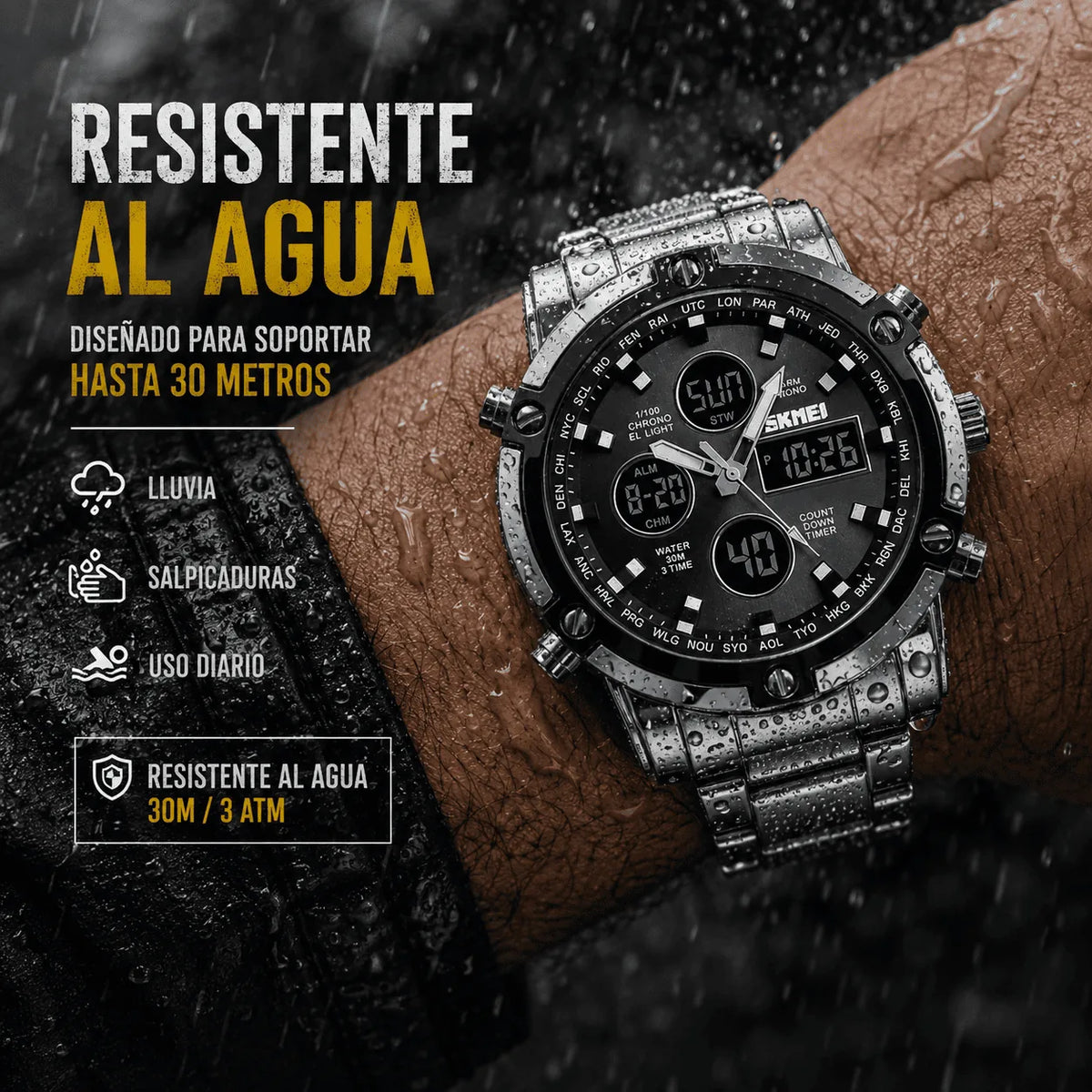 Reloj Alfa Cronos Silver ⌚ SKMEI + Esclava de Acero de Regalo