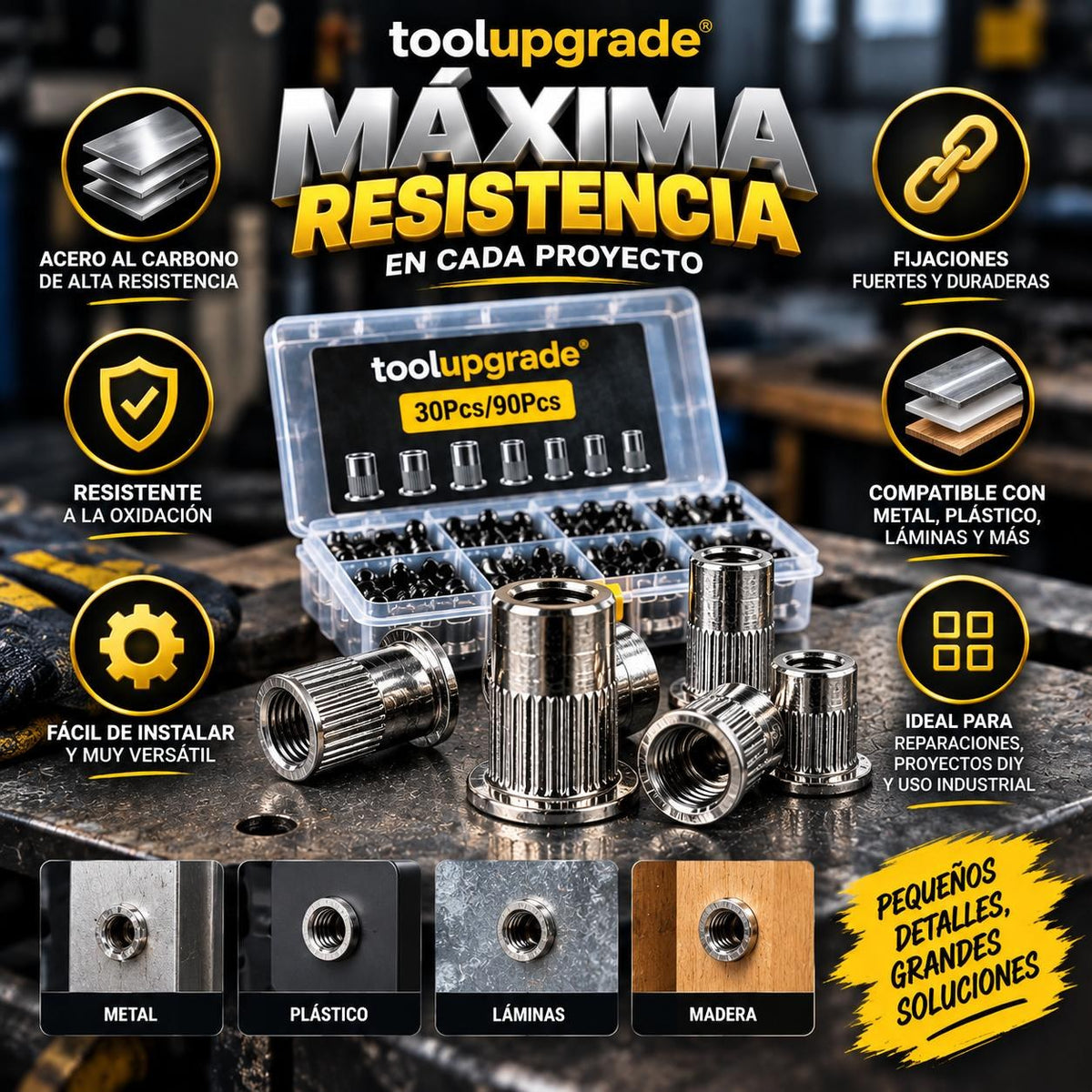 Juego de Tuercas Remachables de Acero