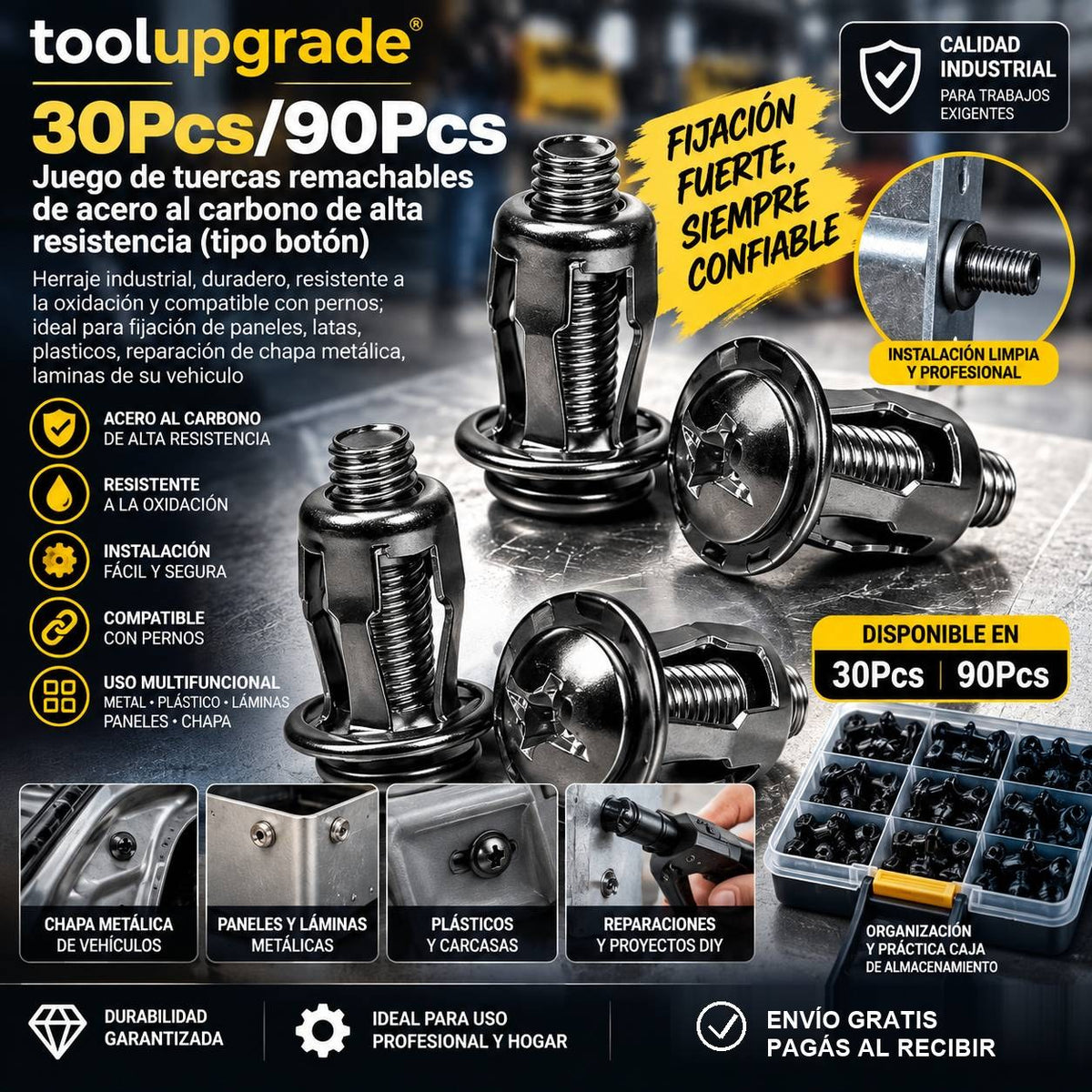 Juego de Tuercas Remachables de Acero