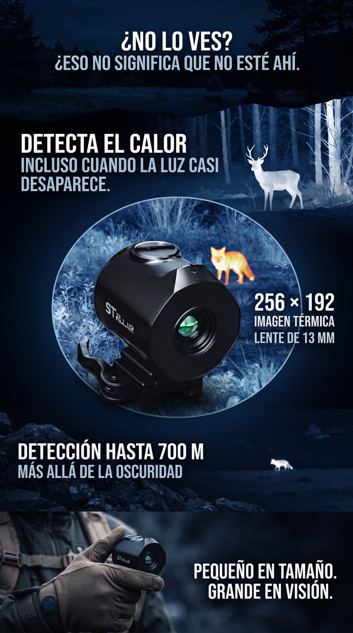 T3 Mini — Monocular Térmico 256×192 con Detección hasta 700 m